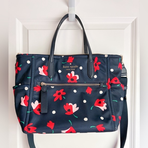 kate spade Handbags - kate spade Chelsea Whimsy Navy Floral Tote with Red & Pink Flowers